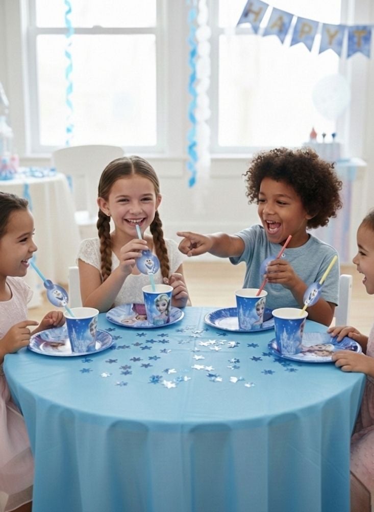 Premium Disney Frozen Party Tableware Set – Elsa, Anna & Olaf Plates, Cups, Straws and Cutlery (4 of Each Item) - Image 2